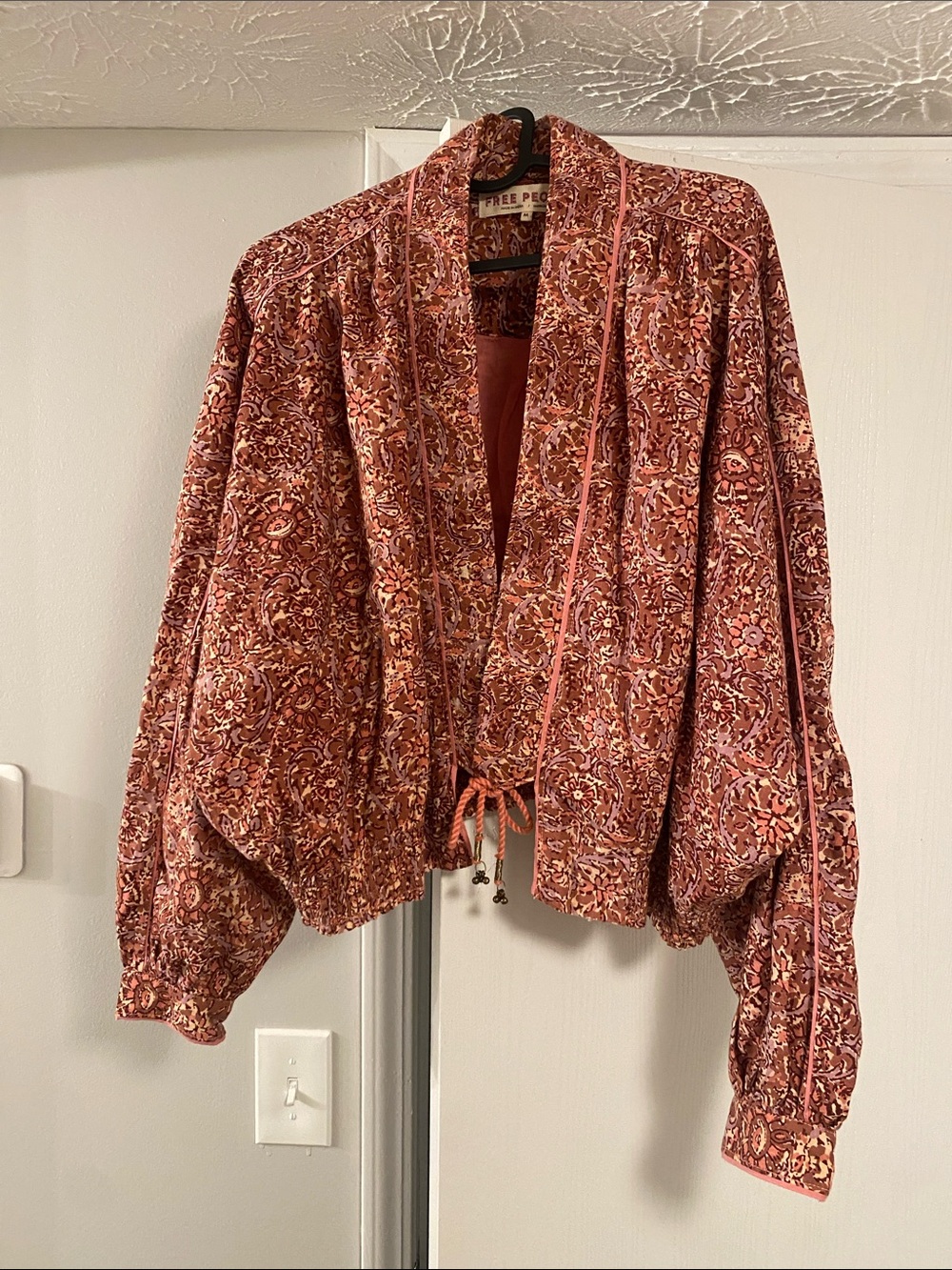 Free People Rust Mauve Floral Balloon-Sleeve Tunic